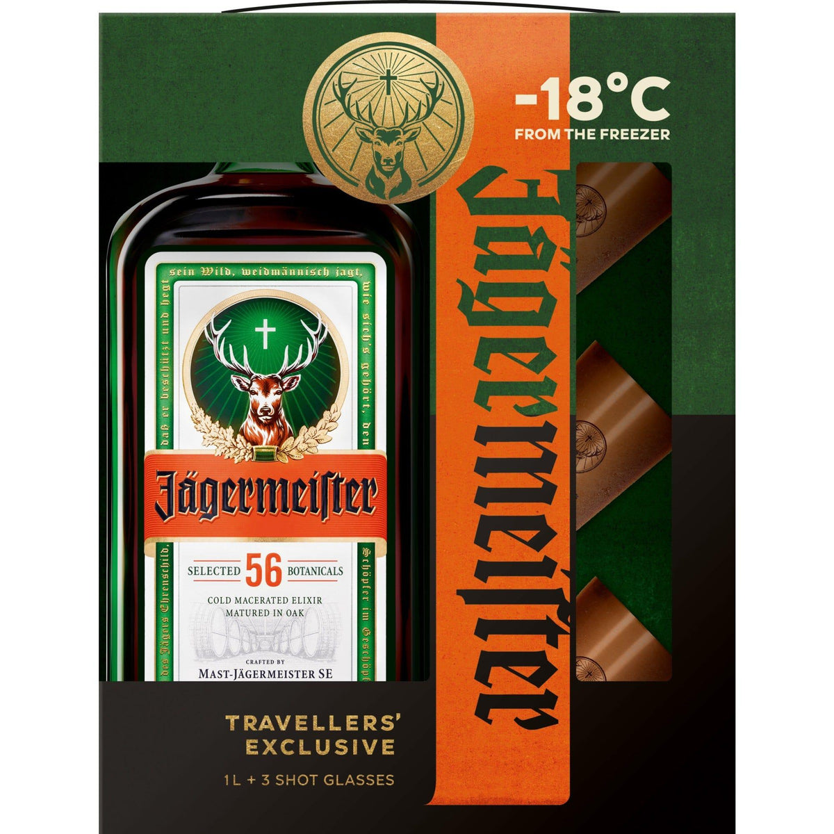 Jagermeister Herbal Liqueur with 3 Shot Cups