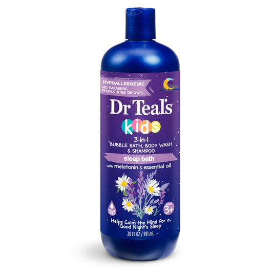 Dr Teal's Kids 3-in-1 Bubble Bath, Body Wash & Shampoo with Melatonin & Lavender
